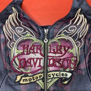 Harley Davidson Crimson Heart embroidered leather vest